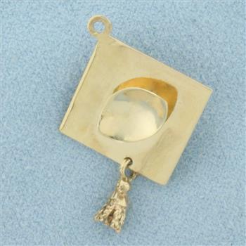 Graduation Day Mortarboard Cap Charm in 14k Yellow Gold