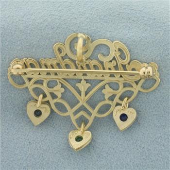 Grandma Topaz Pin in 14k Yellow Gold