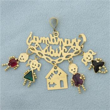 Grandma's Kids Pendant in 14k Yellow Gold