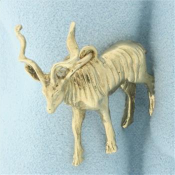 Greater Kudu Charm or Pendant in 14k Yellow Gold