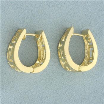 Greek Key Hoop Earrings in 14k Yellow Gold