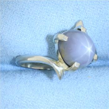Grey Star Sapphire Ring in 14k White Gold