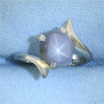 Grey Star Sapphire Ring in 14k White Gold