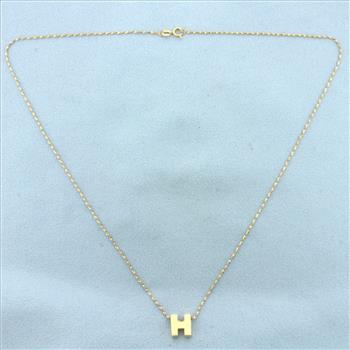 H Initial Necklace in 14k Yellow Gold