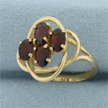 Halo Garnet Ring in 14k Yellow Gold