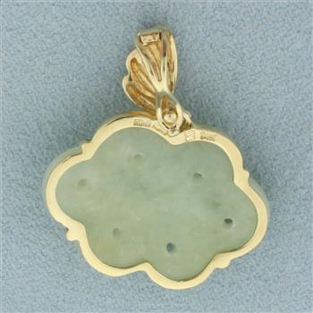 Hand Carved Jade Pendant in 14k Yellow Gold