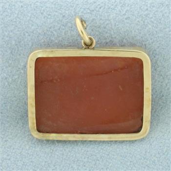 Hand Carved Shell Cameo Pendant in 14k Yellow Gold