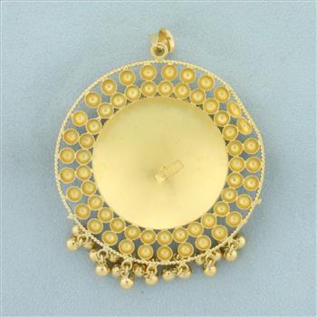 Hand Made Custom Designed Dangle Bead Statement Pendant in 22k Yellow Gold