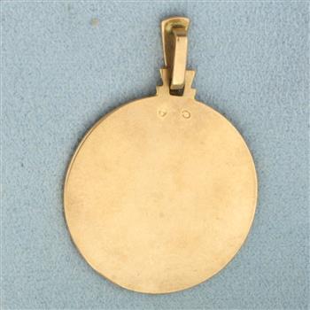 Hand Painted Virgin Mary Pendant in 18k Rose Gold