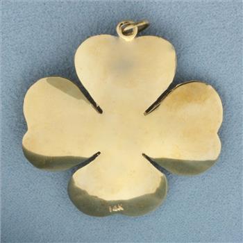 Heart Amethyst and Pearl Four Leaf Clover Pendant or Charmin 14k Yellow gold
