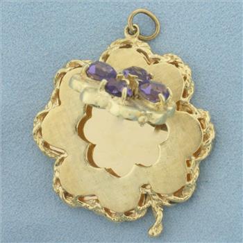 Heart Amethyst Locket Charm or Pendant in 14k Yellow Gold