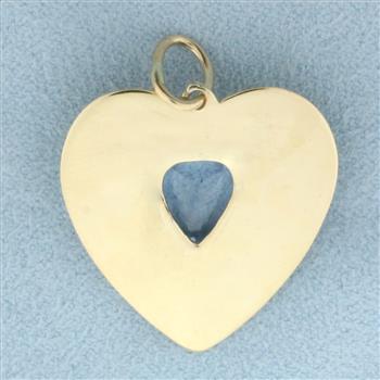 Heart Blue Topaz Pendant in 14k Yellow Gold