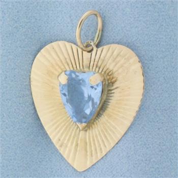 Heart Blue Topaz Pendant in 14k Yellow Gold