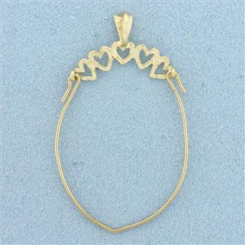 Heart Charm Holder Pendant in 14k Yellow Gold