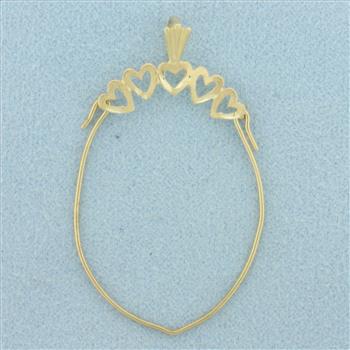 Heart Charm Holder Pendant in 14k Yellow Gold