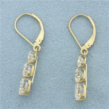 Heart Dangle CZ Earrings in 14k Yellow Gold