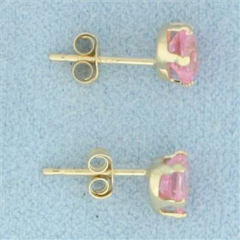 Heart Morganite Stud Earrings in 14k Yellow Gold