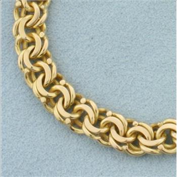 Heavy Double Loop Charm Bracelet in 18k Yellow Gold