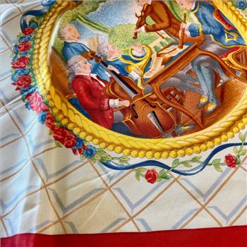 Hermes Hommage a Mozart Carre 90 Amadeus Mozart Violin Silk Scarf