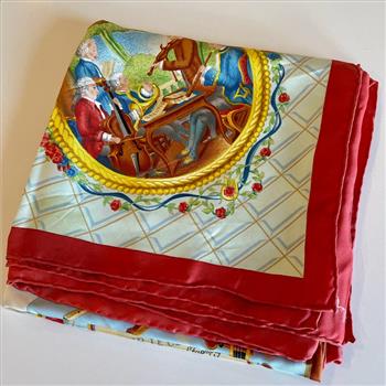 Hermes Hommage a Mozart Carre 90 Amadeus Mozart Violin Silk Scarf