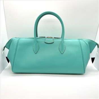 Hermes Paris Bombay Teal Blue Leather Bag