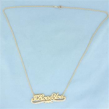 I Love You Diamond Necklace in 14k Yellow Gold