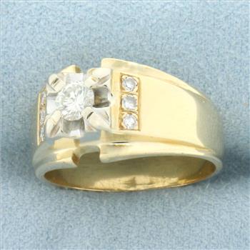 Illusion Set Diamond Engagement Ring in 14k Yellow and White Gold