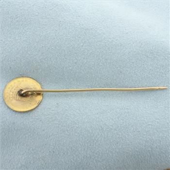 Indian princess Head Gold Coin Stick Pin in 14k Yellow Gold