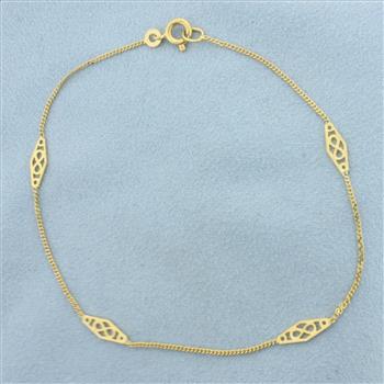 Infinity Station Anklet in 14k Yellow Gold