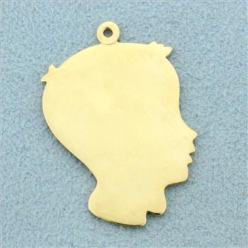 Inscribable Boy Child Grandchild Pendant or Charm in 14k Yellow Gold