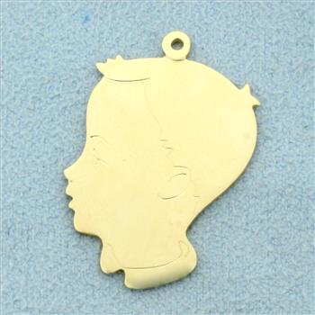 Inscribable Boy Child Grandchild Pendant or Charm in 14k Yellow Gold