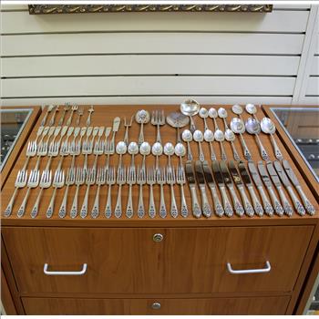 International Queen's Lace Seventy Nine Piece Sterling Silver Flatware Set