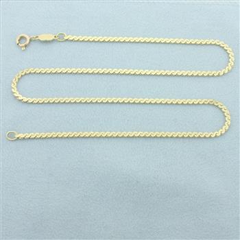 Italian 15 Inch Serpentine Link Chain Necklace in 14k Yellow Gold