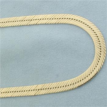 Italian 17 Inch Herringbone Link Chain Necklace in 14k Yellow Gold