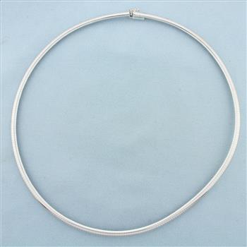 Italian 18 Inch Omega Necklace in 14k White Gold