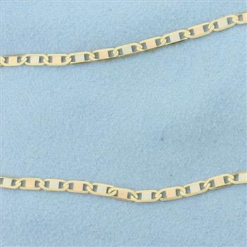 Italian 20 Inch Beveled Anchor Mariner Two Tone Chain Necklace in 18k Yellow and White Gold