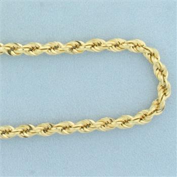 Italian 20 Inch Rope Link Chain Necklace in 14k Yellow Gold
