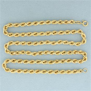 Italian 21 Inch Rope Chain Necklace in 18k Yellow Gold | Property Room