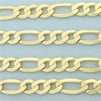 Italian 22 Inch Figaro Link Chain Necklace in 14k Yellow Gold
