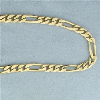 Italian 24 Inch Figaro Link Chain Necklace in 14k Yellow Gold