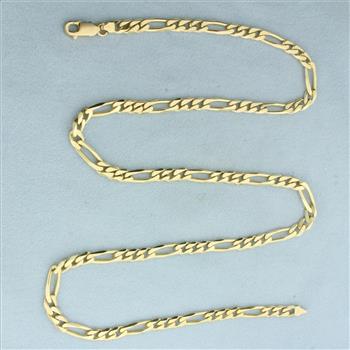 Italian 24 Inch Figaro Link Chain Necklace in 14k Yellow Gold