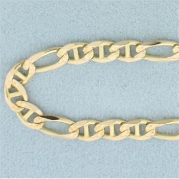 Italian 24 Inch Figaro Link Chain Necklace in 14k Yellow Gold