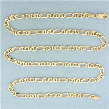 Italian 24 Inch Figaro Link Chain Necklace in 14k Yellow Gold