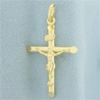 Italian Crucifix Cross Pendant in 18k Yellow Gold