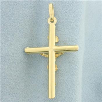 Italian Crucifix Cross Pendant in 18k Yellow Gold