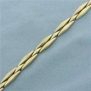 Italian Designer Elongated Diamond Link Bracelet in 14k Yellow Gold