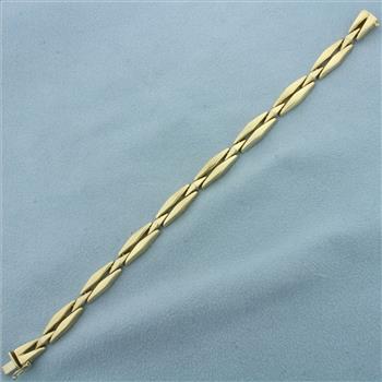 Italian Designer Elongated Diamond Link Bracelet in 14k Yellow Gold