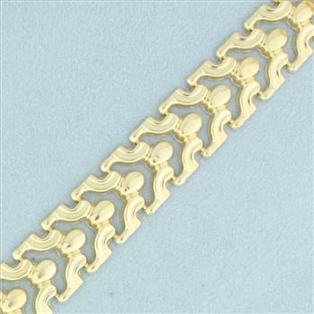 Italian Designer Fancy Link Bracelet in 14k Yellow Gold
