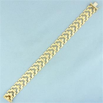 Italian Designer Fancy Link Bracelet in 14k Yellow Gold