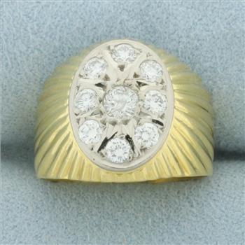 Italian Diamond Bulls Eye Target Design Ring in 18k Yellow Gold